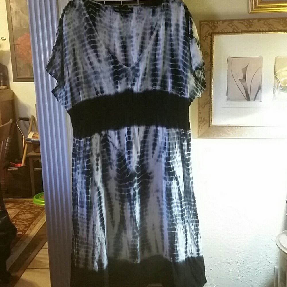 ♋Mlle Gabrielle Tie Dye Boho Plus Size Midi Dress or Tunic - Picture 2 of 5